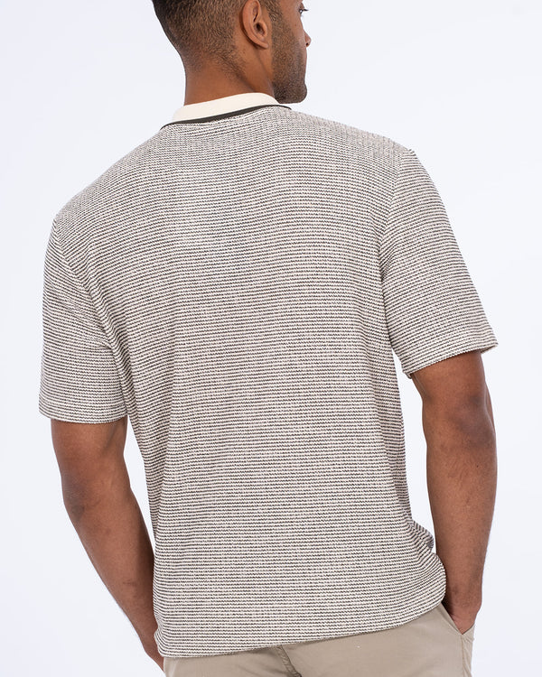 2t Tall Jacquard Tipped Polo Shirt (cream)