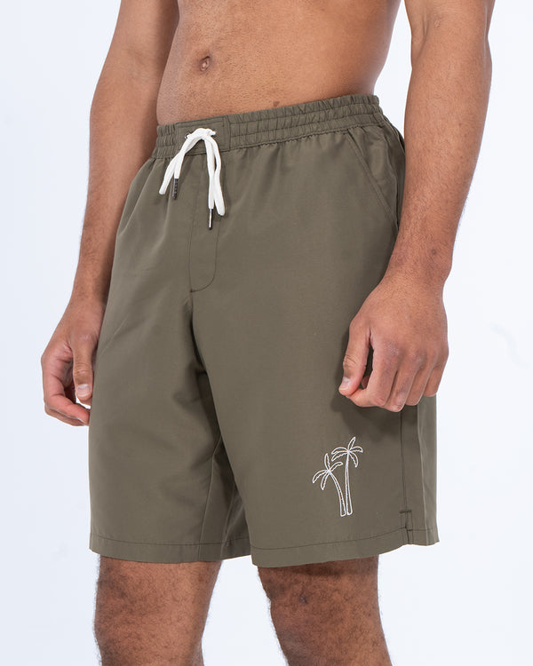 2t Aray Tall Embroidered Palm Swim Shorts (khaki)