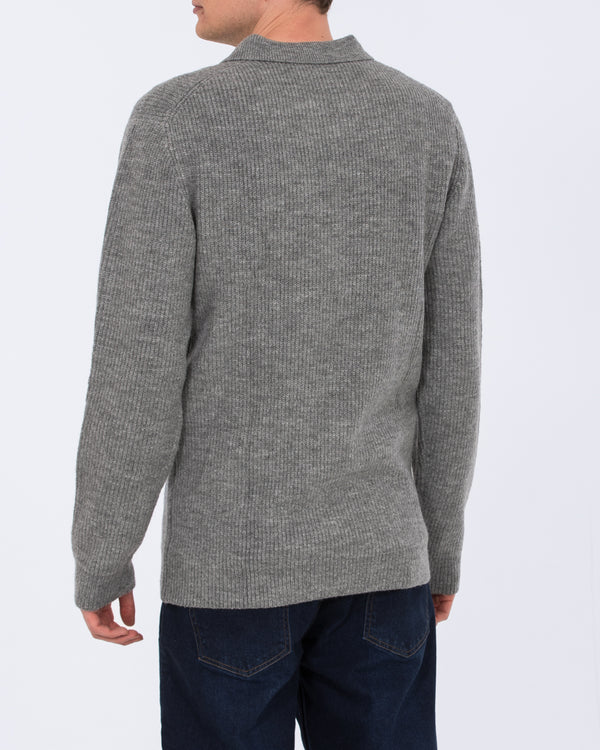 2t Farley Tall Open Collar Jumper (charcoal)