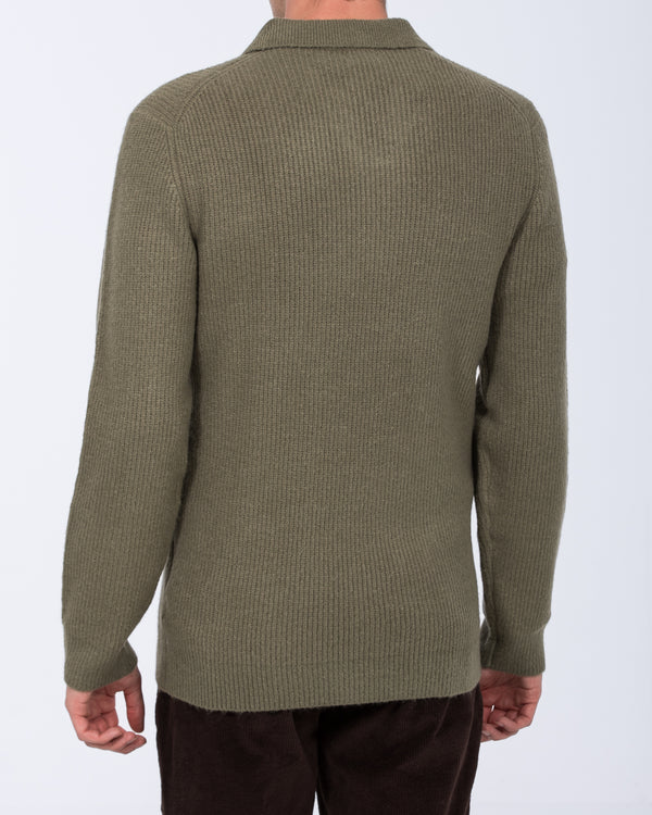 2t Farley Tall Open Collar Jumper (dark green)