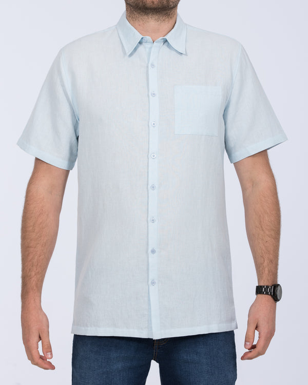 2t Tall Short Sleeve Linen Blend Shirt (pale blue)