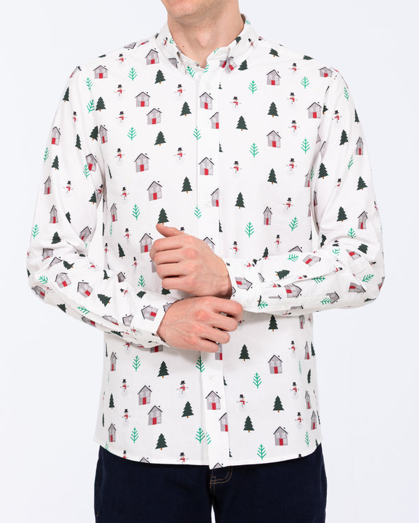 2t Tall Christmas Print Oxford Shirt (white pattern)