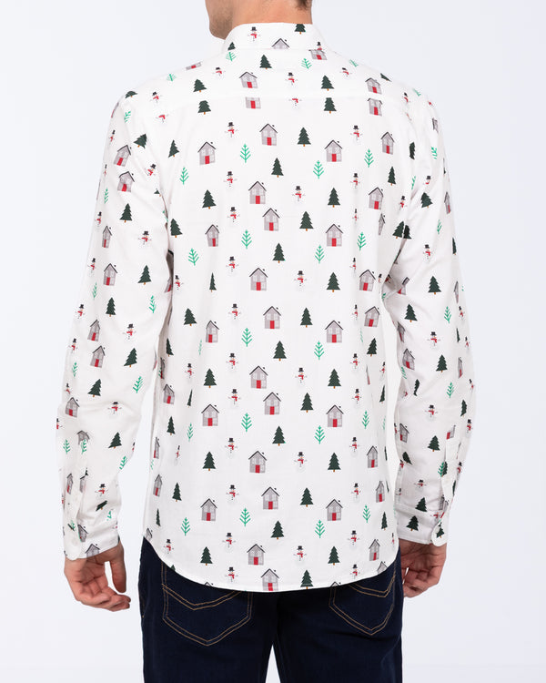 2t Tall Christmas Print Oxford Shirt (white pattern)