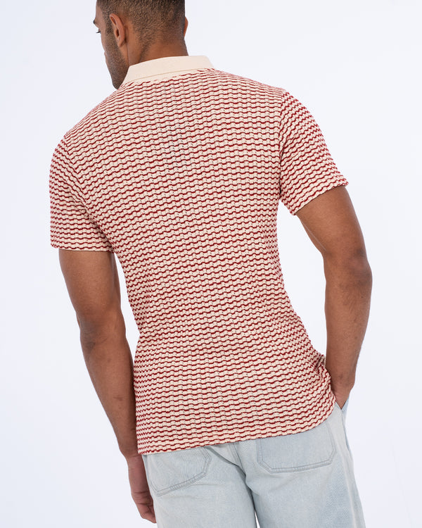 2t Bowie Tall Jacquard Polo Shirt (red)
