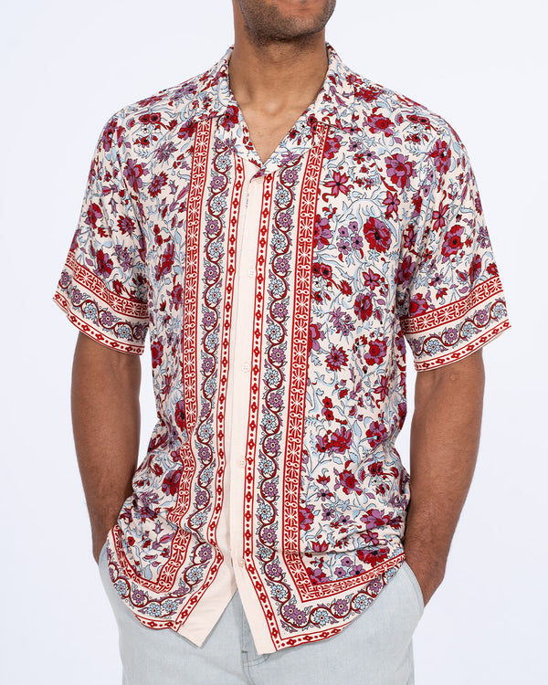 2t Musa Tall Short Sleeve Printed Revere Shirt (red)