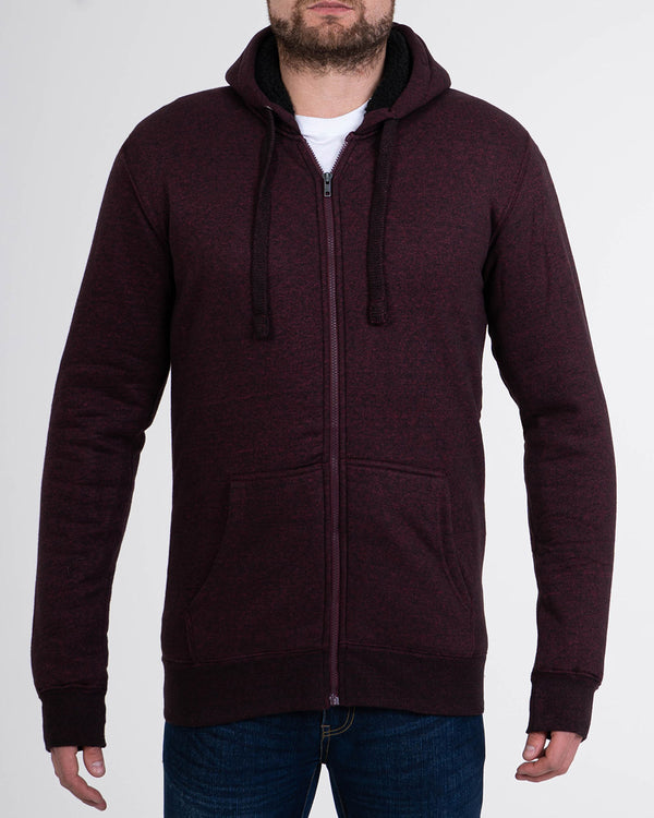 2t Zip Up Tall Sherpa Hoodie (black/burgundy)