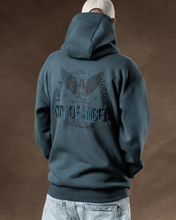 2t Blaine Tall Oversized Printed Hoodie (petrol blue)