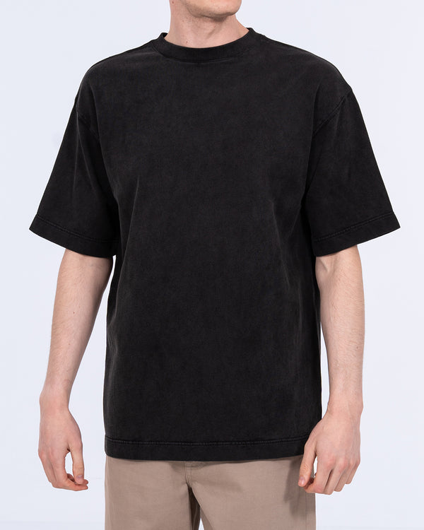 2t Albury Tall Oversized Garment Dyed T-Shirt (washed black)