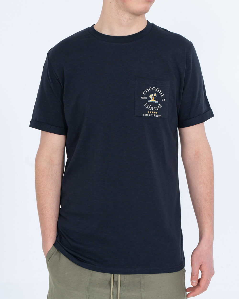 2t Benji Tall Mens Embroidered Pocket T-Shirt (navy) | Tall Mens