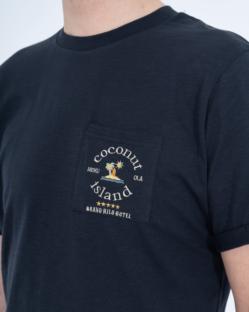 2t Benji Tall Mens Embroidered Pocket T-Shirt (navy) | Tall Mens