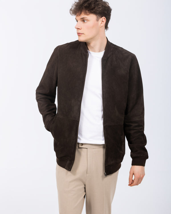 Harry Brown Tall Suede Bomber Jacket (chocolate)