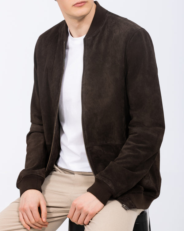 Harry Brown Tall Suede Bomber Jacket (chocolate)
