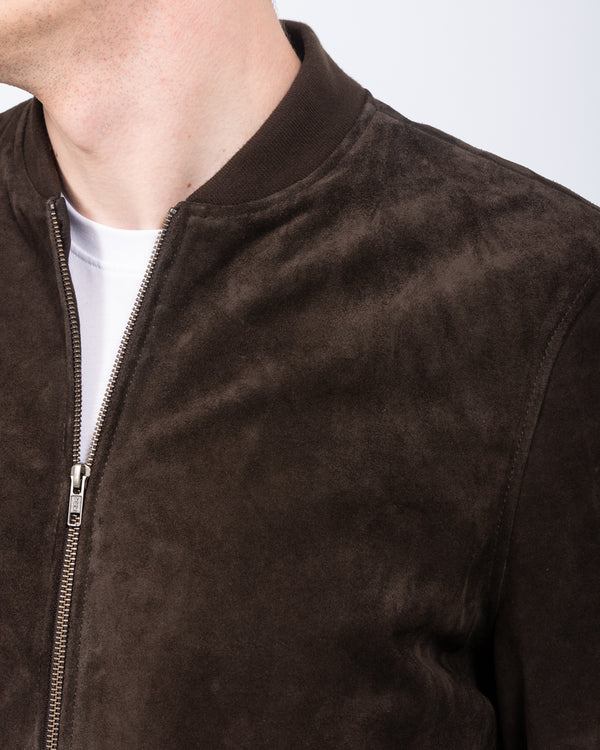 Harry Brown Tall Suede Bomber Jacket (chocolate)