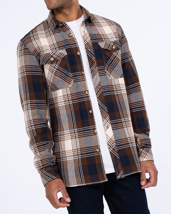 2t Caleb Tall Checked Shacket (camel)