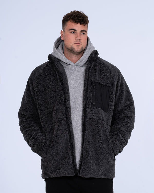 2t Eric Zip Up Tall Fleece Jacket (charcoal)