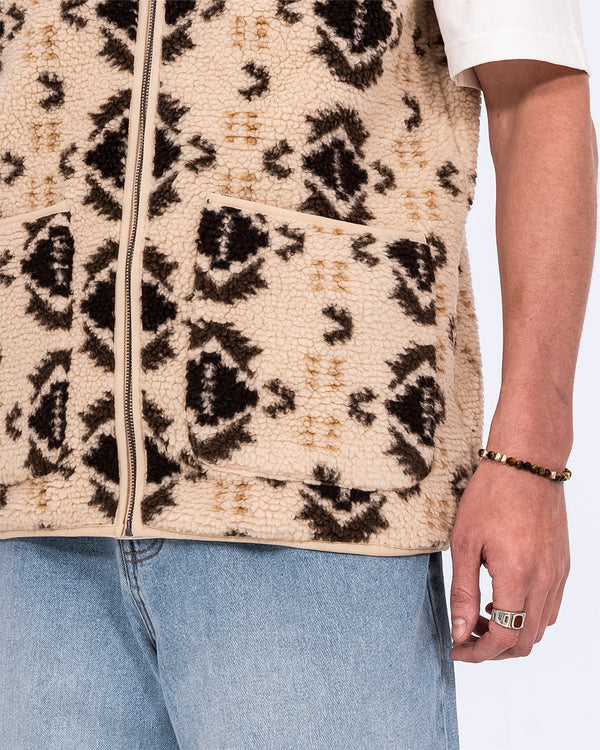 2t Rubislaw Tall Fleece Gilet (cream pattern)