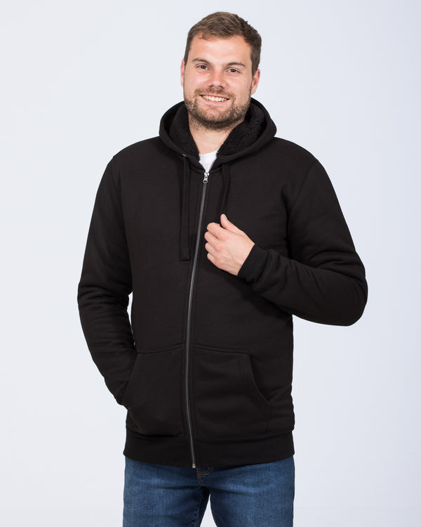 2t Zip Up Tall Sherpa Hoodie (black/black)