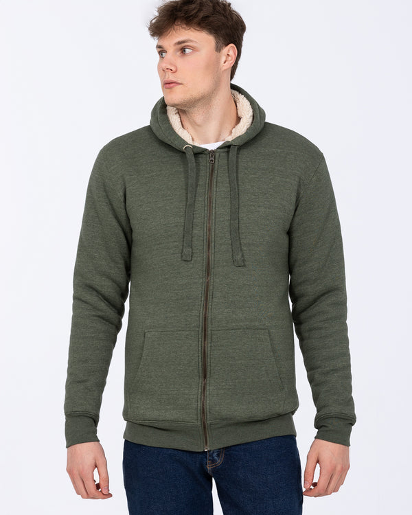 2t Zip Up Tall Sherpa Hoodie (khaki marl)