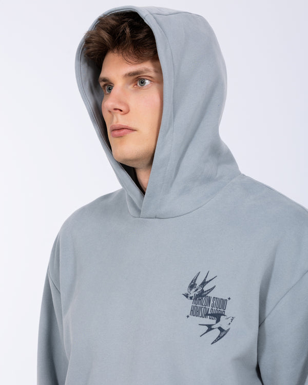 2t Blaine Tall Heavyweight Oversized Hoodie (printed titanium blue)