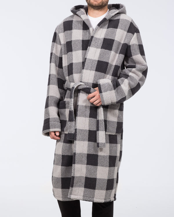 2t Tall Checked Hooded Dressing Gown (charcoal)