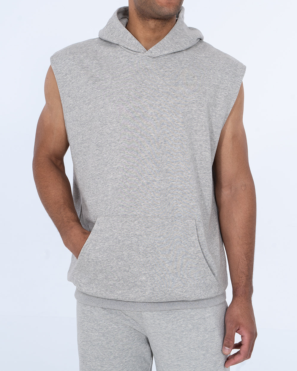 2t Isaac Tall Mens Sleeveless Hoodie (heather grey) | Tall Mens