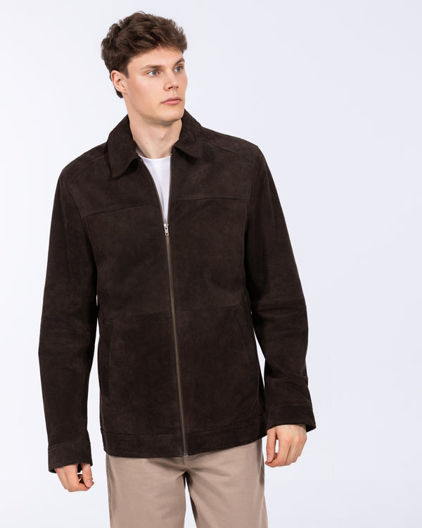 Harry Brown Tall Suede Zip Through Harrington Jacket (brown)
