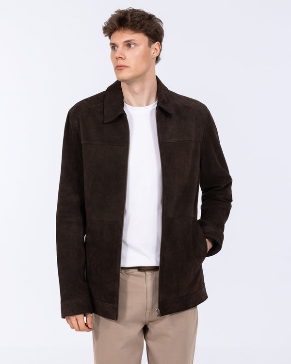 Harry Brown Tall Suede Zip Through Harrington Jacket (brown)