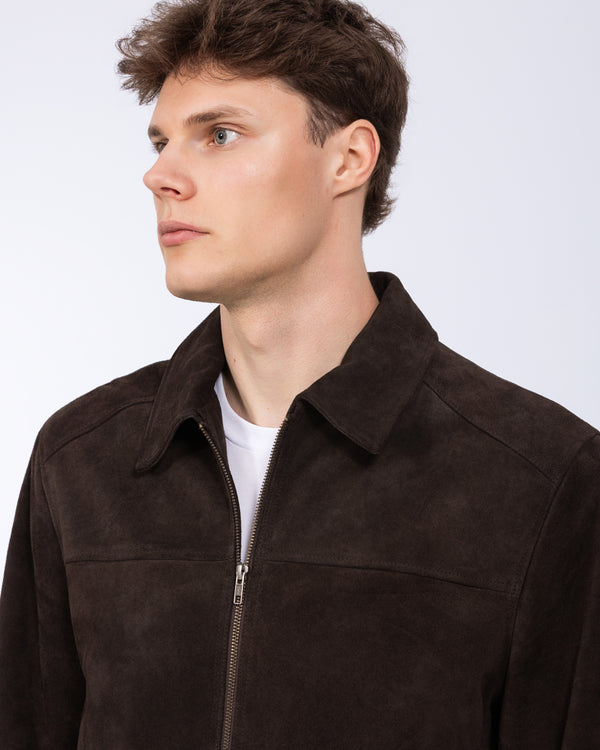 Harry Brown Tall Suede Zip Through Harrington Jacket (brown)