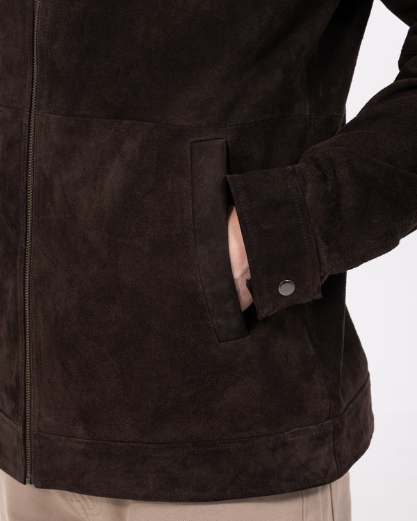 Harry Brown Tall Suede Zip Through Harrington Jacket (brown)
