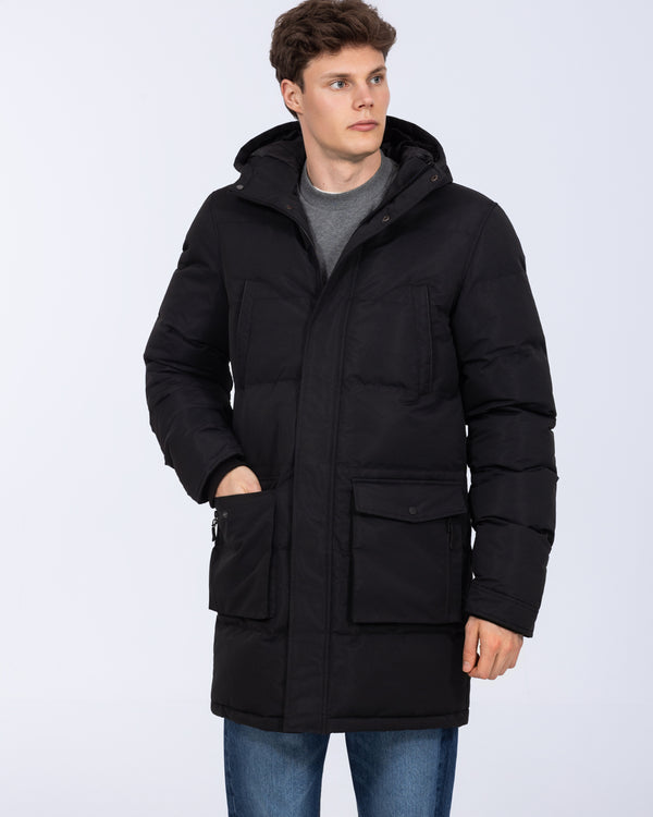 2t Jethro Tall Longline Puffer Jacket (black)