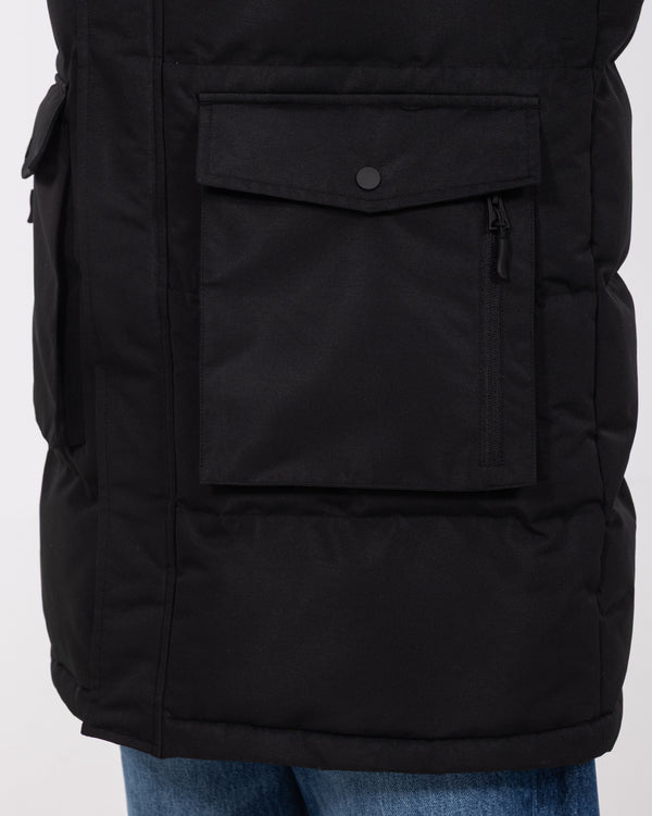 2t Jethro Tall Longline Puffer Jacket (black)