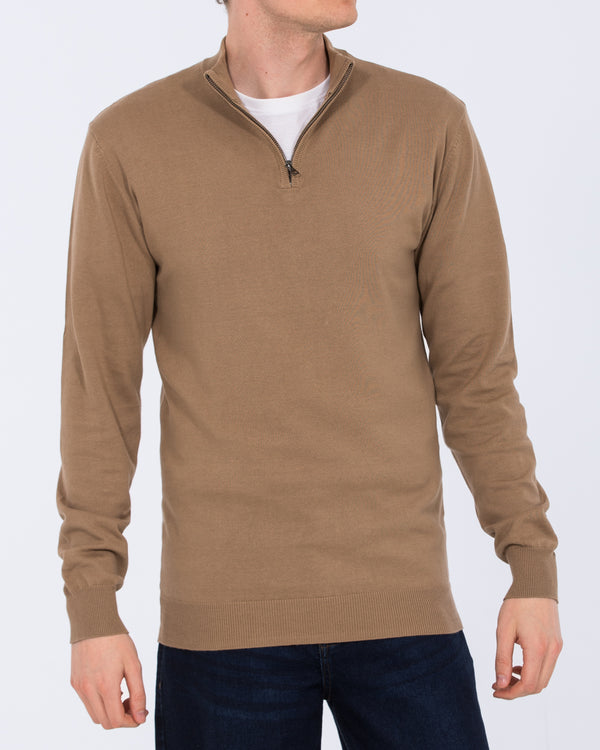 2t Niall Cotton Quarter Zip Tall Jumper (oatmeal)