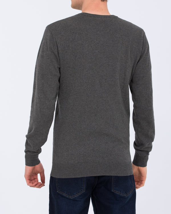 2t Victor Tall Cotton V-Neck Jumper (charcoal)