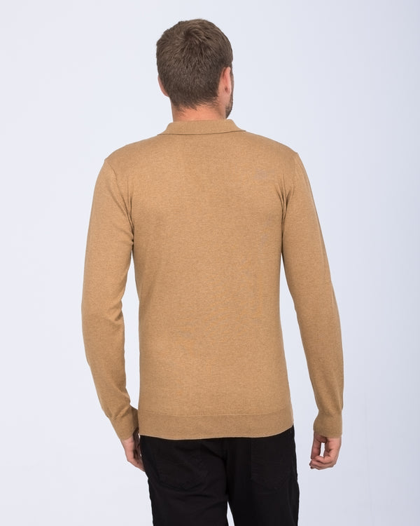 2t Luke Tall Merino Blend Polo Neck  Jumper (camel)