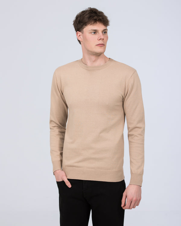 2t Austin Tall Cotton Crew Neck Jumper (taupe)