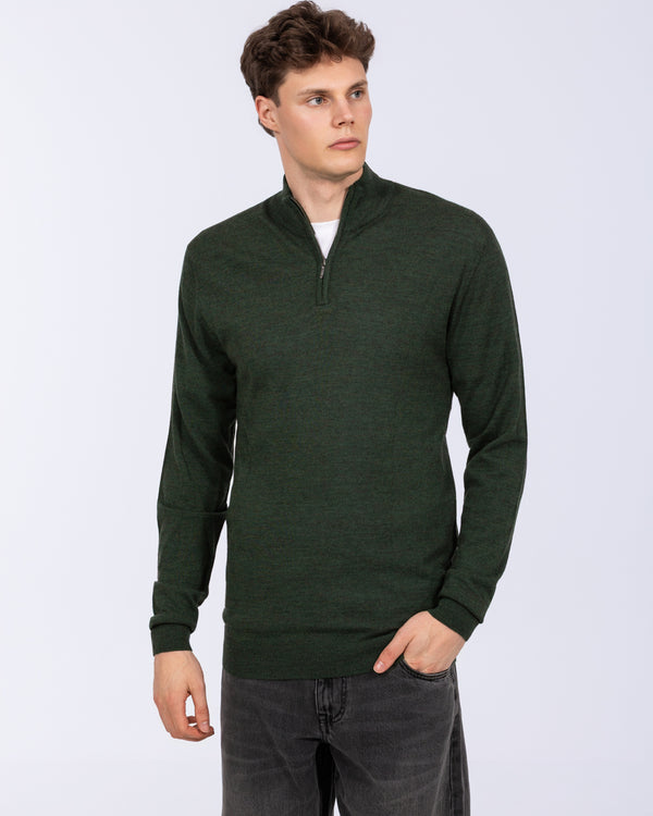 2t Tall Merino Blend Quarter Zip Jumper (green)