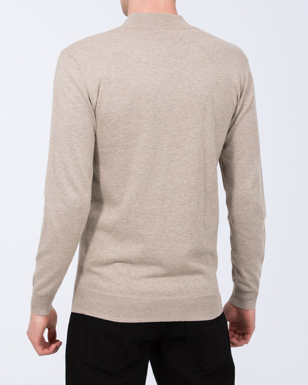2t Niall Cotton Quarter Zip Tall Jumper (cement)