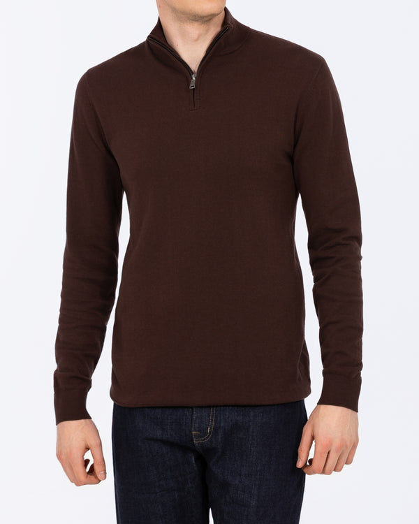 2t Niall Cotton Quarter Zip Tall Jumper (maroon)