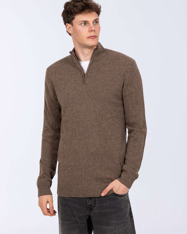 2t Tall Pure Lambswool Quarter Zip Jumper (taupe)