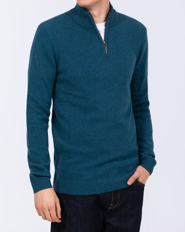 2t Tall Pure Lambswool Quarter Zip Jumper (teal)