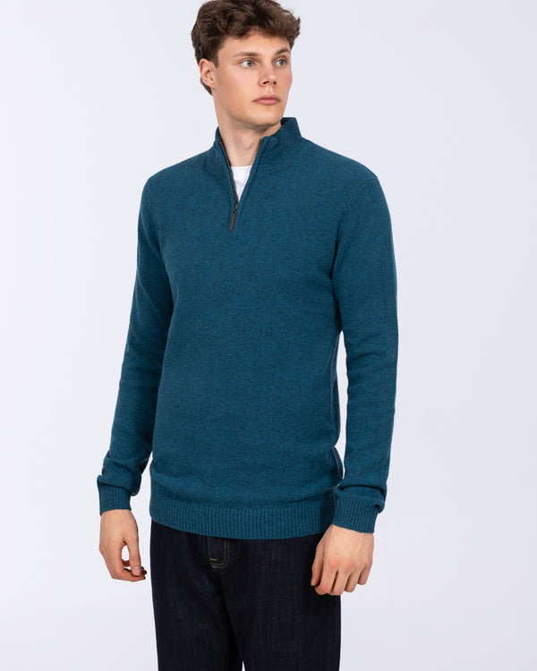 2t Tall Pure Lambswool Quarter Zip Jumper (teal)