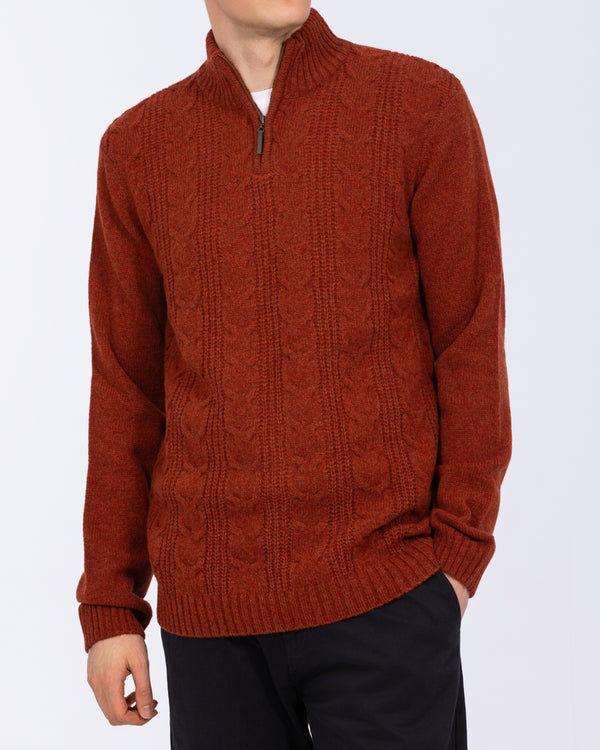 2t Tall Pure Wool Cable Quarter Zip Jumper (red)