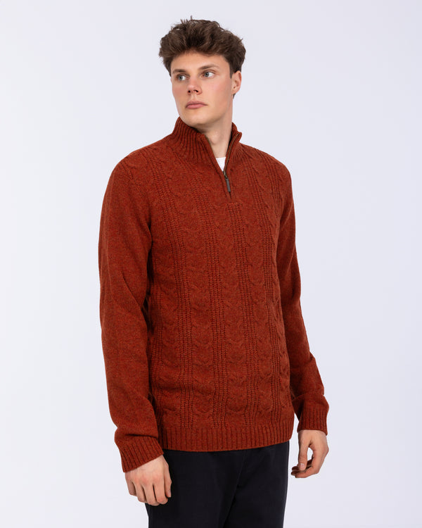 2t Tall Pure Wool Cable Quarter Zip Jumper (red)