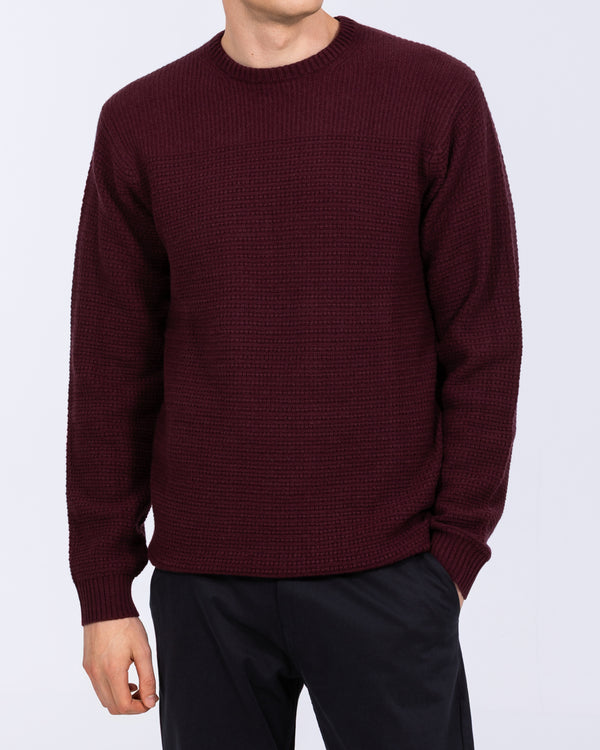 2t Tall Abbots Lambswool Stitch Jumper (oxblood)
