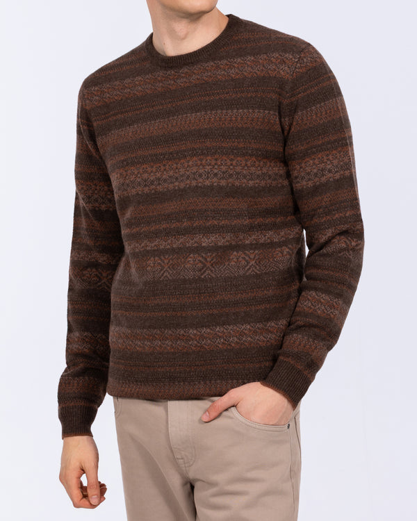 2t Tall Guild Lambswool Fairisle Jumper (brown pattern)