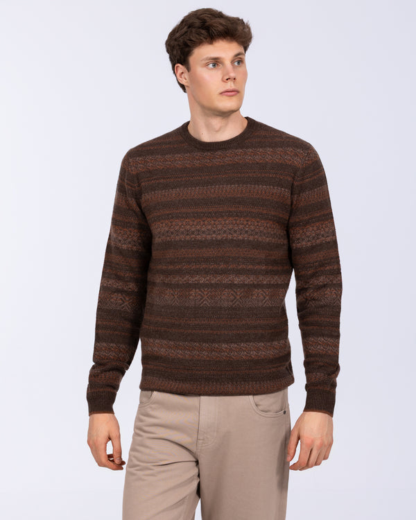 2t Tall Guild Lambswool Fairisle Jumper (brown pattern)