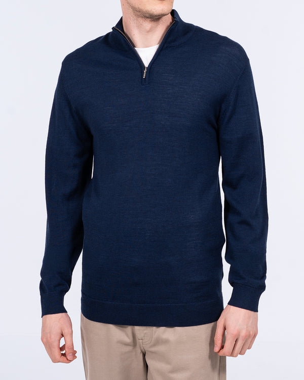 2t Tall Merino Blend Quarter Zip Jumper (navy)