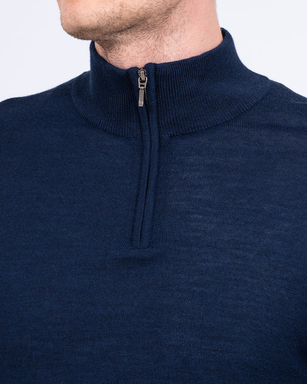 2t Tall Merino Blend Quarter Zip Jumper (navy)