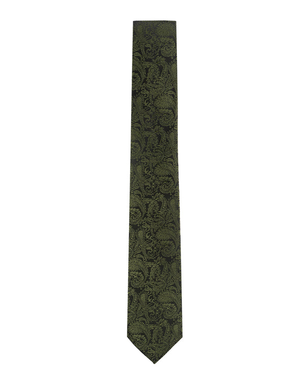 Knightsbridge Extra Long Paisley Tie (forest green)