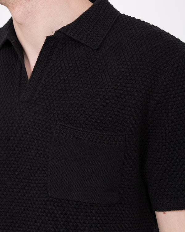 2t Nova Tall Open Knit Polo (black)
